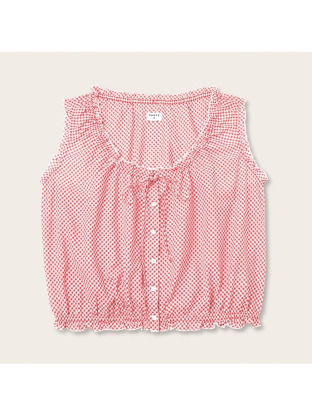 Parke x Target Red Gingham Ruffle-Trim Button Front Tank SOLD OUT